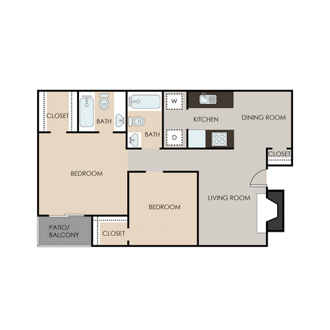 a floor plan of a studio apartment with a bedroom and a living room